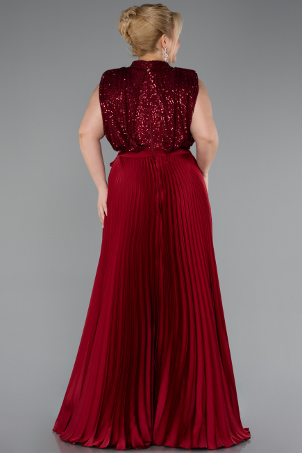 Burgundy Long Plus Size Evening Dress ABU3341