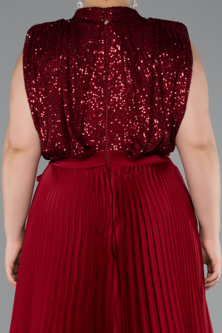 Burgundy Long Plus Size Evening Dress ABU3341
