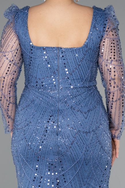 Indigo Long Beaded Plus Size Engagement Dress ABU4761