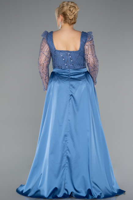 Indigo Long Beaded Plus Size Engagement Dress ABU4761