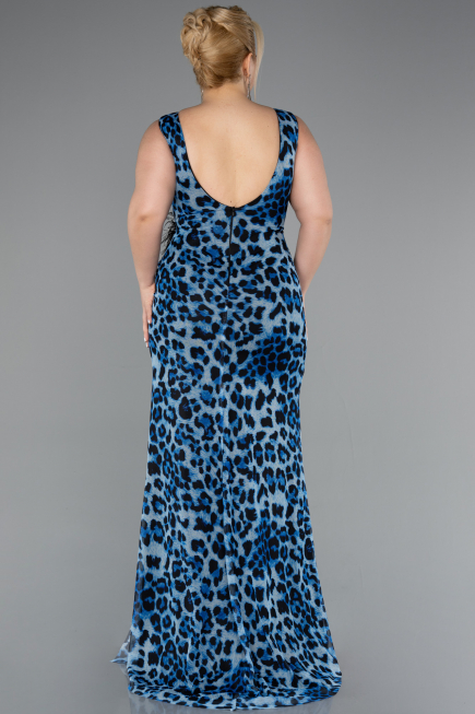 Long Blue Plus Size Evening Gown ABU5018