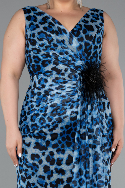 Long Blue Plus Size Evening Gown ABU5018