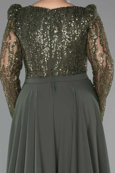 Long Olive Drab Plus Size Evening Dress ABU5094