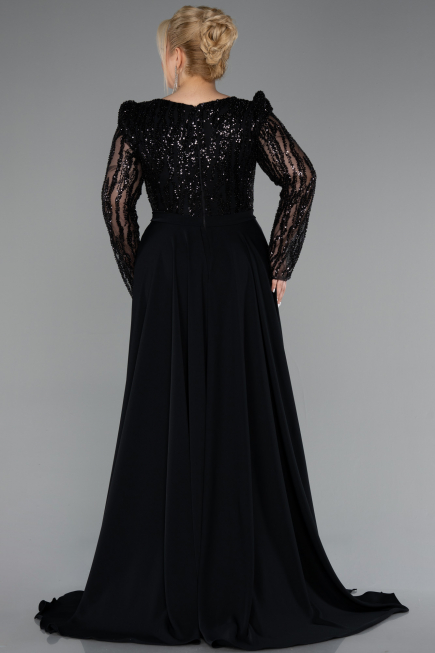 Long Black Plus Size Evening Dress ABU5094