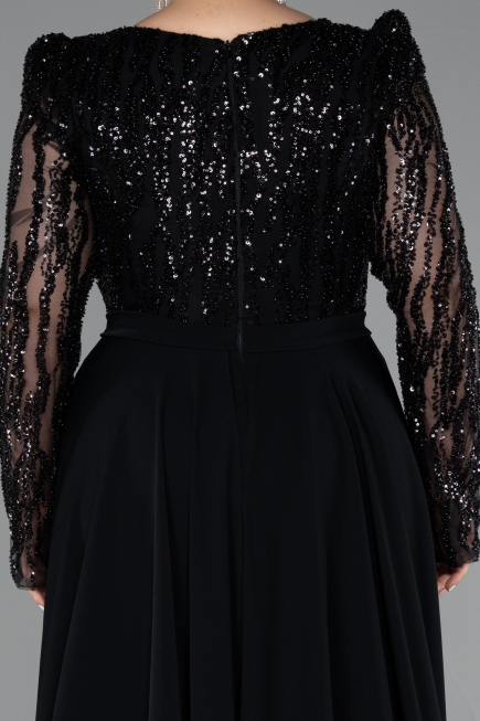Long Black Plus Size Evening Dress ABU5094