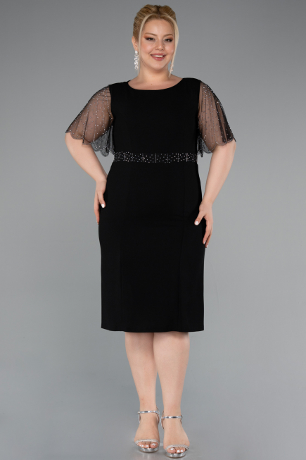Midi Black Plus Size Cocktail Dress ABK2381