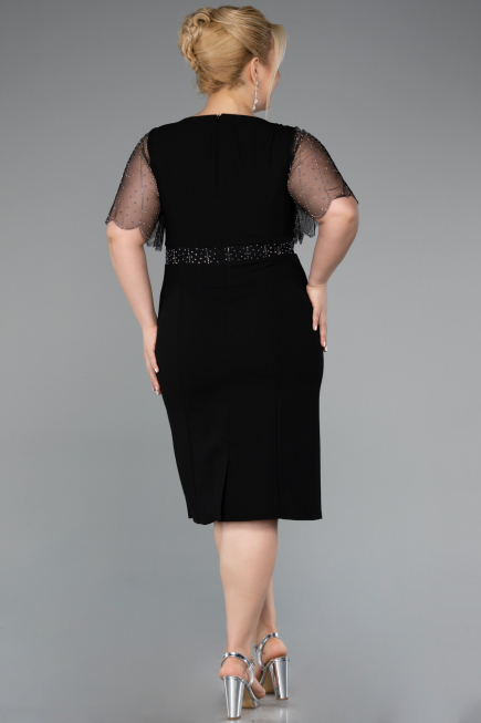 Midi Black Plus Size Cocktail Dress ABK2381