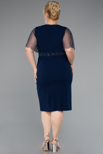Midi Navy Blue Plus Size Cocktail Dress ABK2381