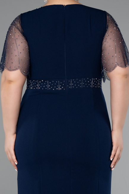 Midi Navy Blue Plus Size Cocktail Dress ABK2381