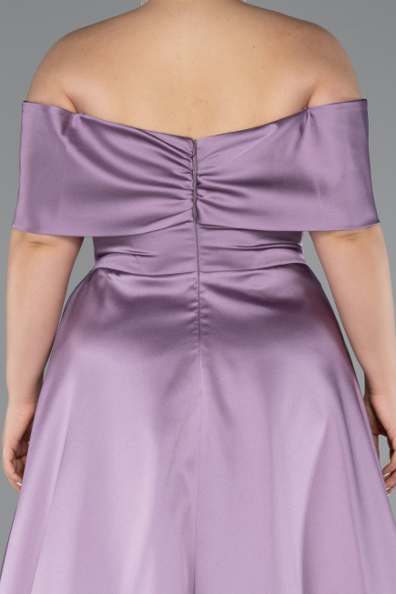 Lavender Long Satin Plus Size Evening Gown ABU4998