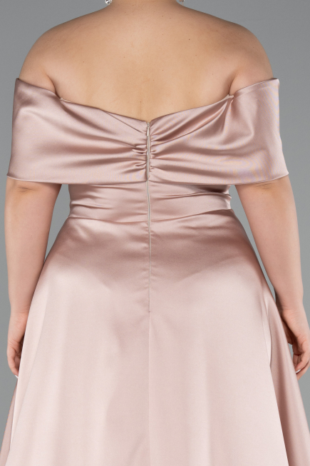 Mink Long Satin Plus Size Evening Gown ABU4998