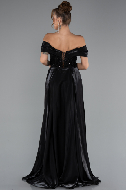 Long Black Beaded Evening Dress ABU5099