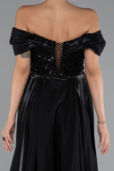 Long Black Beaded Evening Dress ABU5099