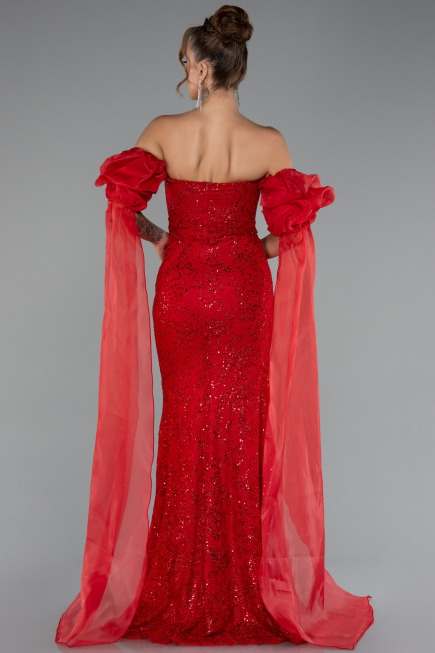 Long Red Dantelle Evening Dress ABU5102