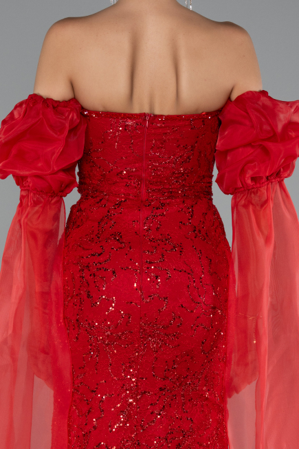 Long Red Dantelle Evening Dress ABU5102