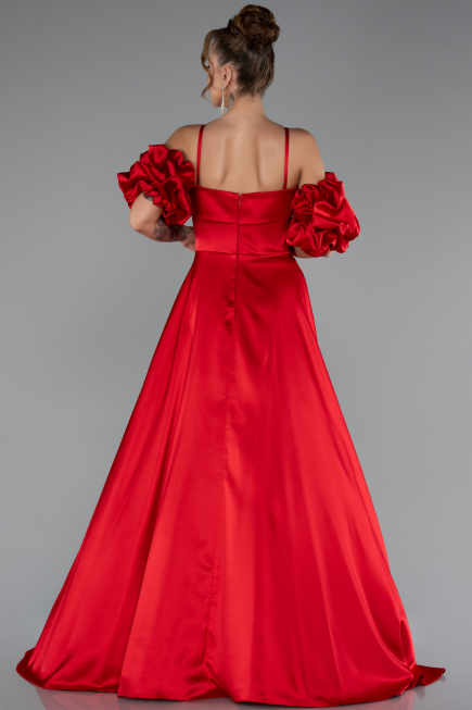 Long Red Satin Evening Dress ABU5103