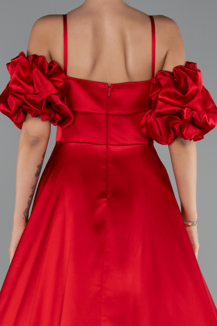 Long Red Satin Evening Dress ABU5103