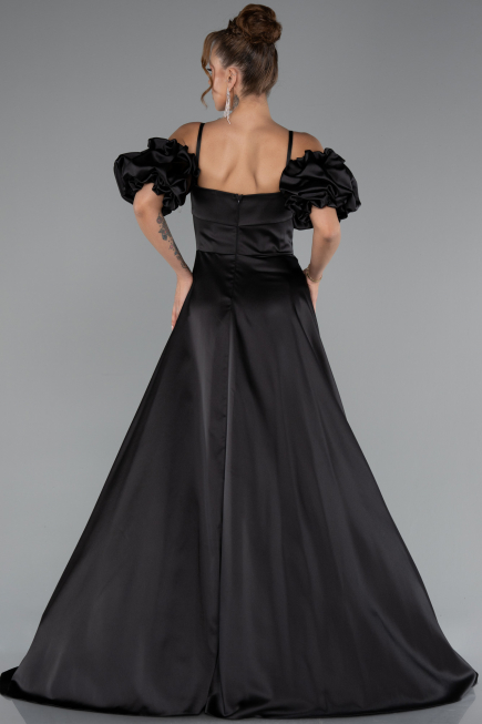 Long Black Satin Evening Dress ABU5103