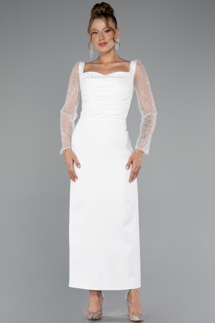 Midi White Cocktail Dress ABK2387