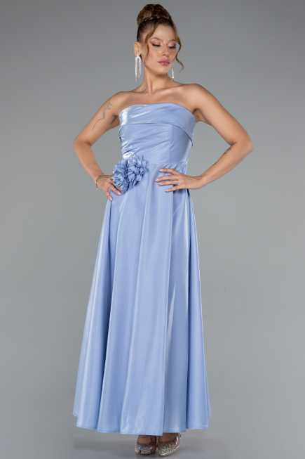 Light Blue Midi Satin Cocktail Dress ABK2363