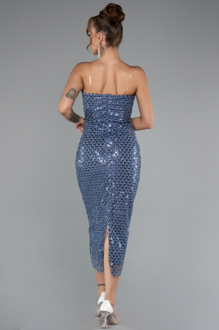 Midi Indigo Scaly Cocktail Dress ABK2389