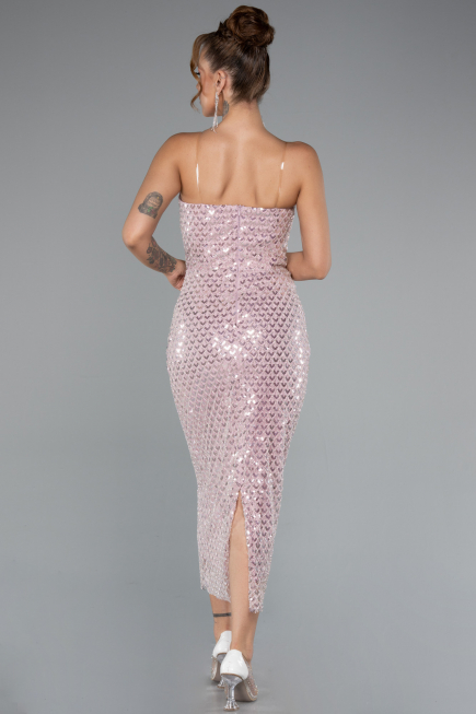 Midi Powder Color Scaly Cocktail Dress ABK2389