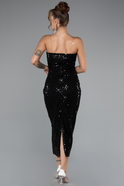 Midi Black Scaly Cocktail Dress ABK2389