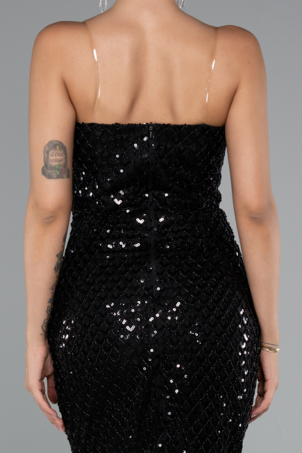 Midi Black Scaly Cocktail Dress ABK2389