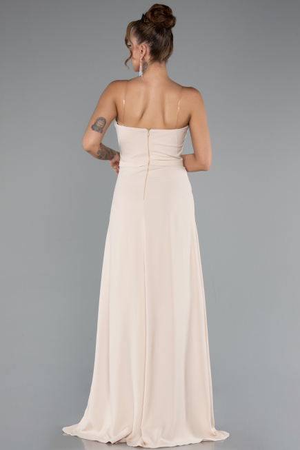 Long Beige Chiffon Prom Gown ABU5108