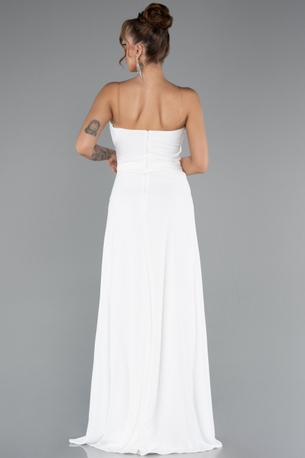 Long White Chiffon Prom Gown ABU5108