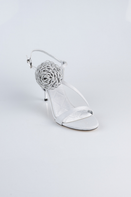 Silver Satin Evening Shoe AB1144