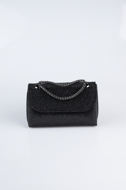 Black Plaster Fabric Night Bag V934
