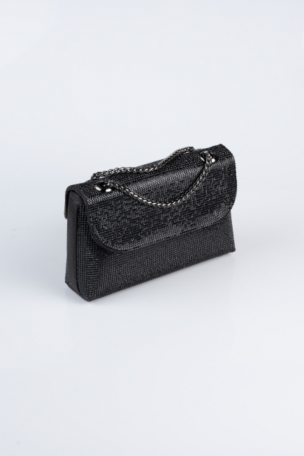 Black Plaster Fabric Night Bag V934