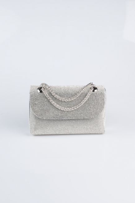 Silver Plaster Fabric Night Bag V934