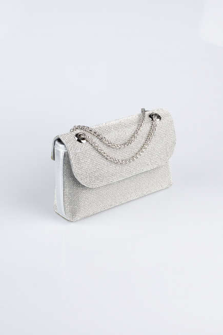Silver Plaster Fabric Night Bag V934