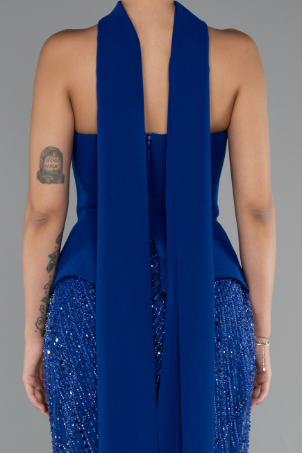 Long Sax Blue Beaded Evening Dress ABU5131