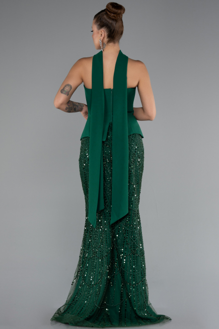 Long Emerald Green Beaded Evening Dress ABU5131