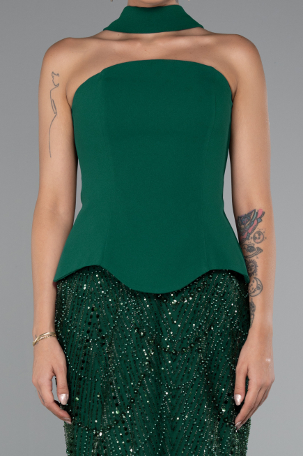 Long Emerald Green Beaded Evening Dress ABU5131