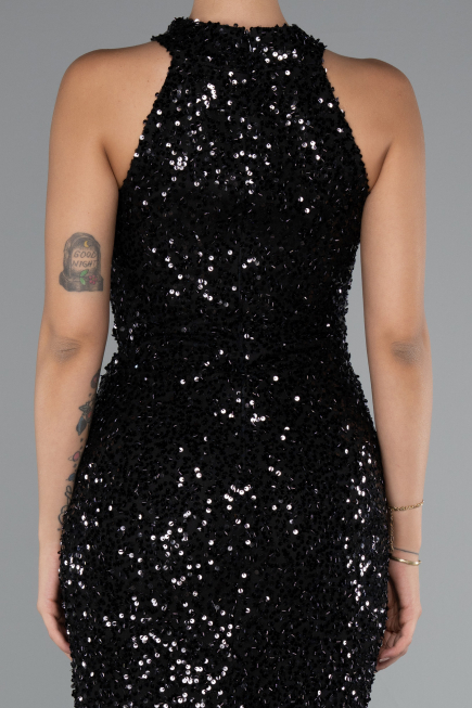 Long Black Scaly Evening Dress ABU5135
