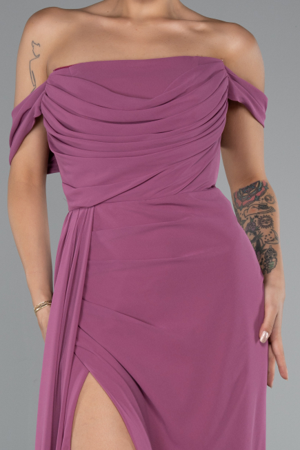Rose Colored Long Chiffon Evening Dress ABU4925