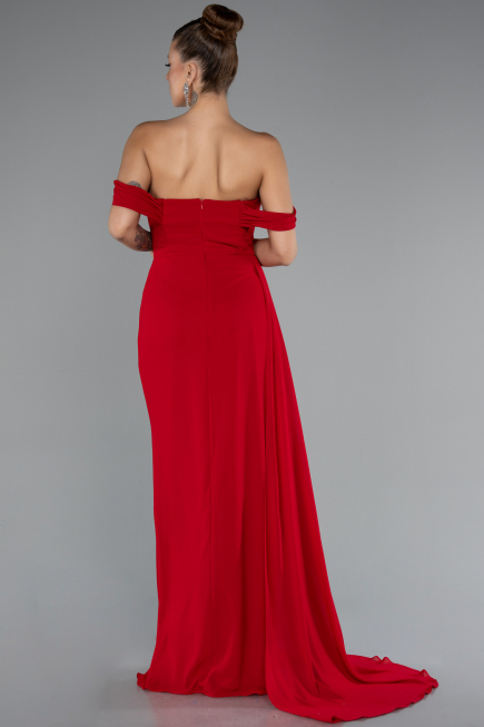 Red Long Chiffon Evening Dress ABU4925