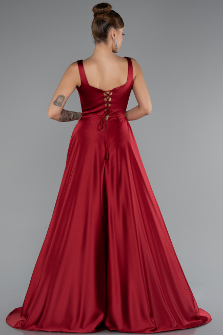 Long Burgundy Satin Evening Dress ABU5136
