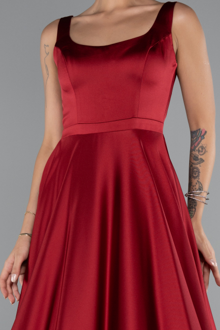 Long Burgundy Satin Evening Dress ABU5136