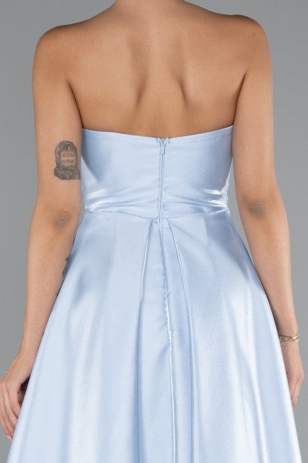 Light Blue Stoned Strapless Sleeve Accessory Long Taffeta Evening Dress ABU4846