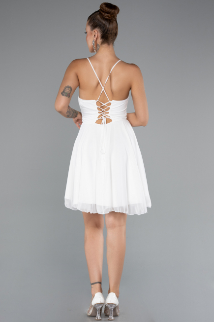 Short White Chiffon Party Dress ABK2352