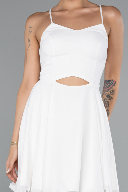 Short White Chiffon Party Dress ABK2352