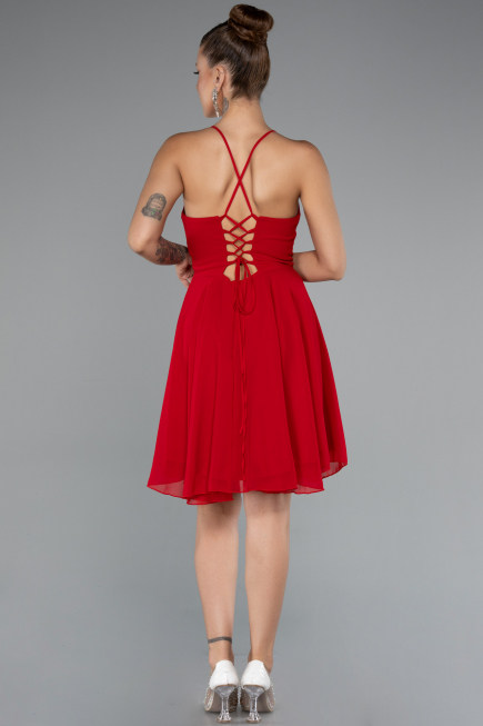 Short Red Chiffon Party Dress ABK2352