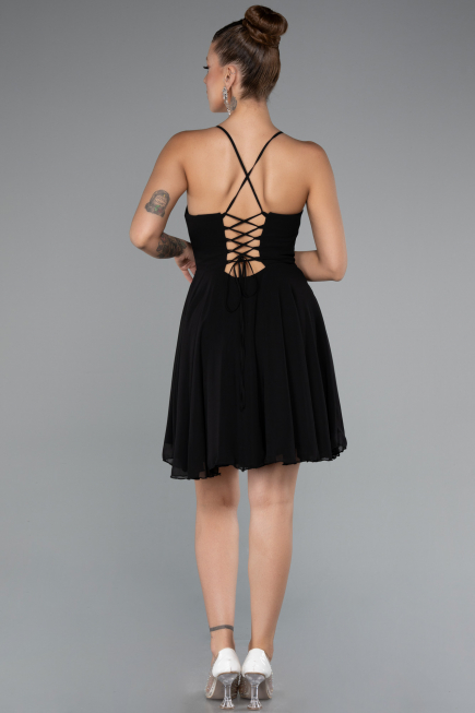 Short Black Chiffon Party Dress ABK2352