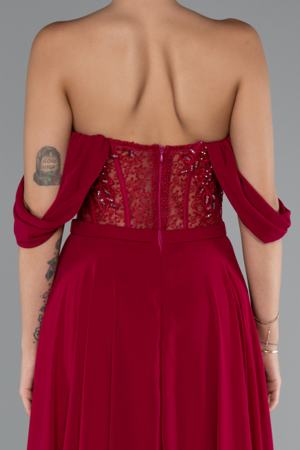 Plum Long Chiffon Evening Dress ABU3310