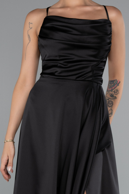 Midi Black Satin Invitation Dress ABK1586